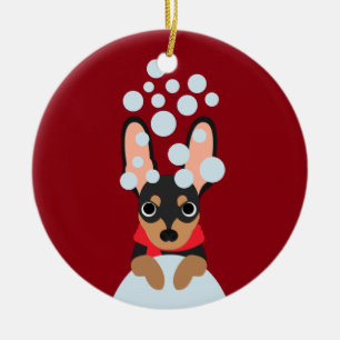 Ornement En Céramique Pin de minute de chien de neige