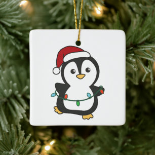Ornement En Céramique Pingouin Noël Animaux d'hiver Pingouines de vacanc