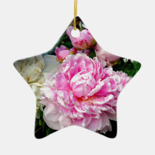 Ornement En Céramique Pink and White Peonies