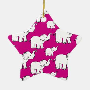 Ornement En Céramique Pink Cute Animal Pattern Cartoon Elephant Pattern