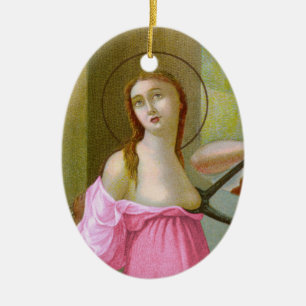 Ornement En Céramique Pink Double Image St. Agatha (M 003)