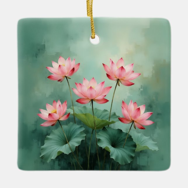 Ornement En Céramique Pink Lotus Artwork  (Devant)