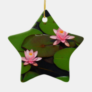 Ornement En Céramique Pink lotus water lily flower  garden,