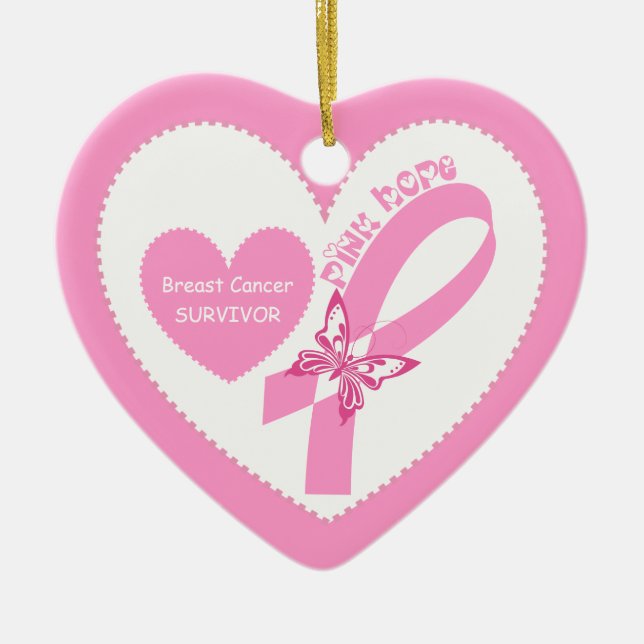 Ornement En Céramique Pink Ribbon Pink Hope Sensibilisation au cancer du (Devant)