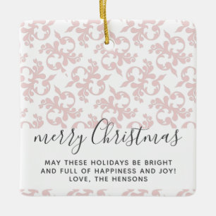 Ornement En Céramique Pink Rococo Joyeux Noël Script