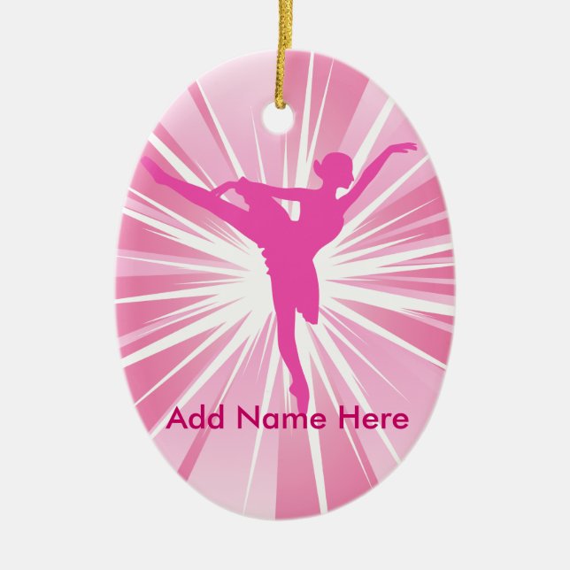Ornement En Céramique Pink Star Ballerina Nom Ornament personnalisable (Devant)