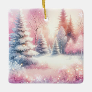 Ornement En Céramique Pink Winter Wonderland Noël personnalisé