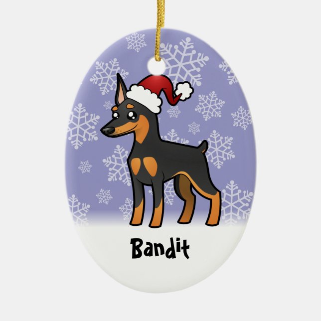 Ornement En Céramique Pinscher miniature de Noël/Manchester Terrier (Devant)