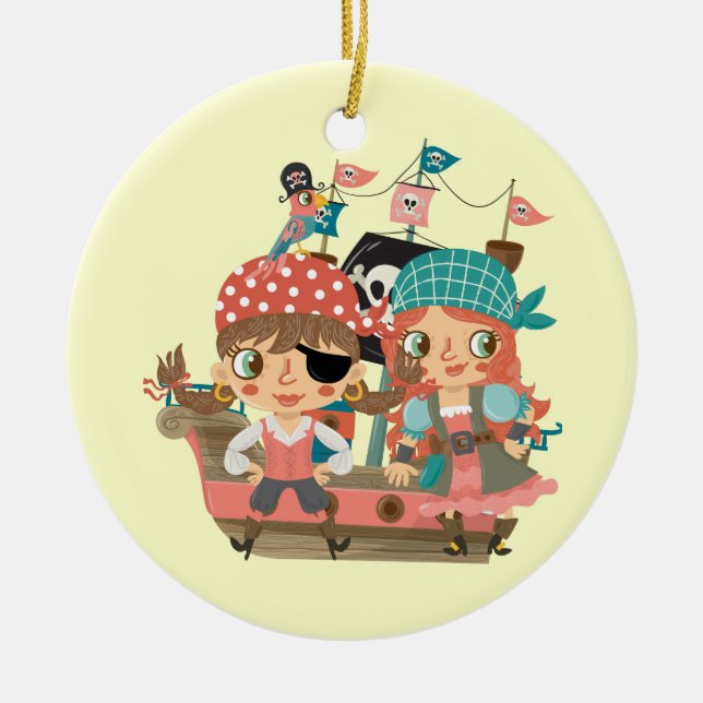 Ornement En Céramique Pirates Girly (Devant)