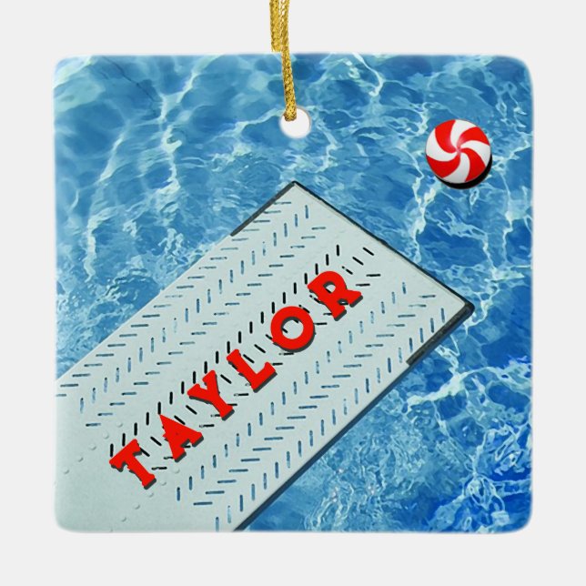 Ornement En Céramique Piscine personnalisée Plongée Cadeaux de vacances  (Devant)