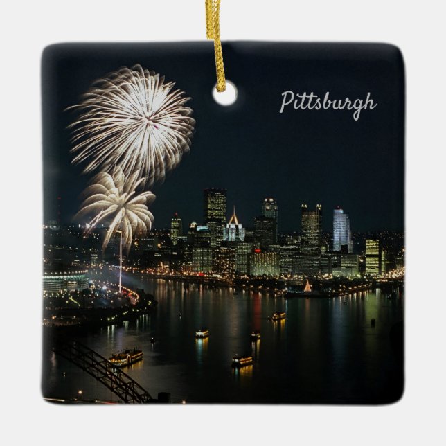 Ornement En Céramique *Pittsburgh Great Day/Night Photo (Devant)