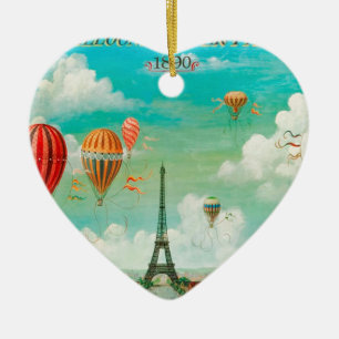 Ornement En Céramique PixDezines ballons vintages/eiffel/paris