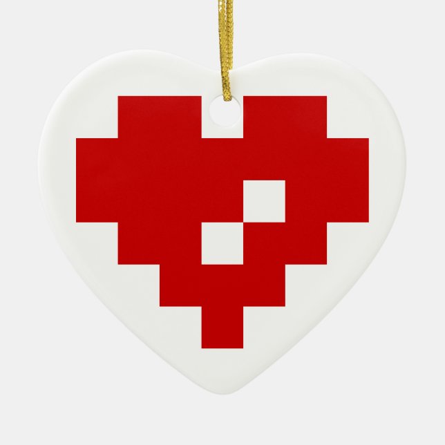 Ornement En Céramique Pixel Coeur 8 bits Amour (Devant)