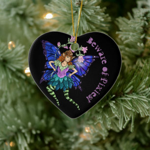 Ornement en céramique Pixie à ailes bleues