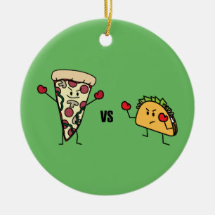 Ornement En Céramique Pizza de pepperoni CONTRE le taco : Mexicain