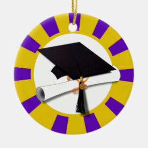 Ornement En Céramique Plafond de diplôme avec diplôme - Gold & Purple