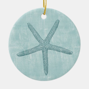 Ornement En Céramique Plage Blue Starfish