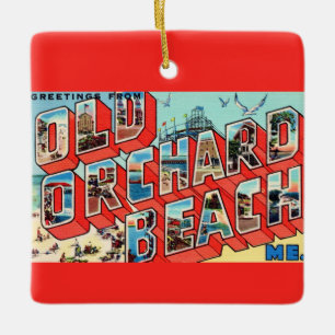 Ornement En Céramique Plage d'Old Orchard Maine Salutations