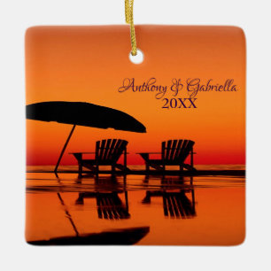 Ornement En Céramique Plage personnalisée de Sunsetting avec l'ornement