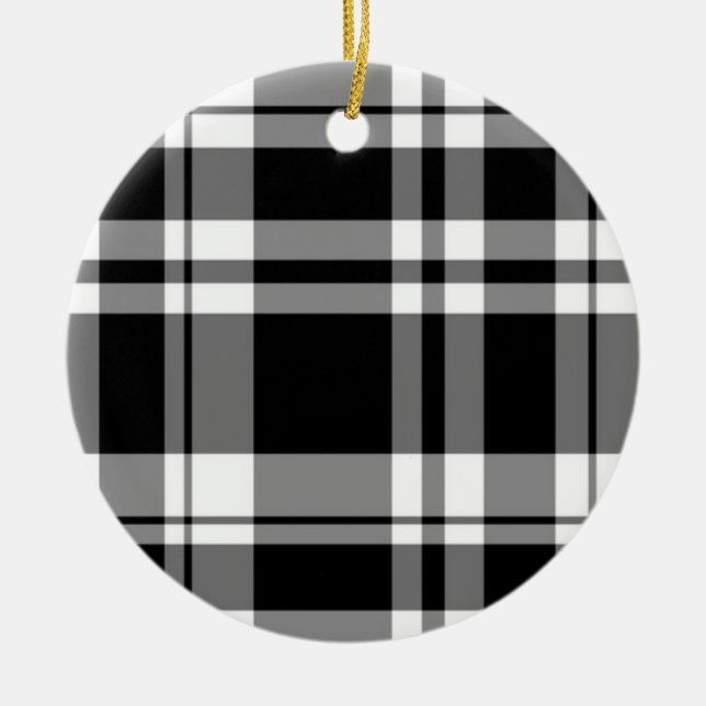 Ornement En Céramique Plaid noir et blanc (Devant)