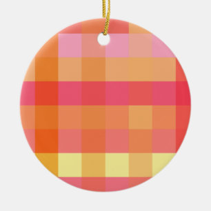 Ornement En Céramique Plaid rose et orange