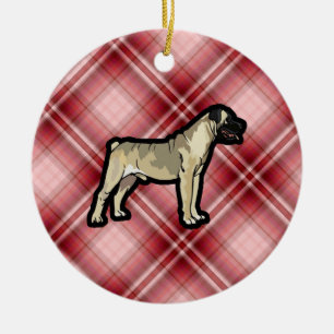 Ornement En Céramique Plaid rouge Bullmastiff