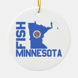 Ornement En Céramique Plan de l'État du Minnesota de Poisson