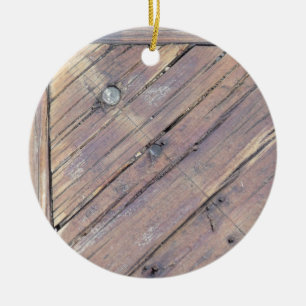 Ornement En Céramique Plaque texturée en bois patiné
