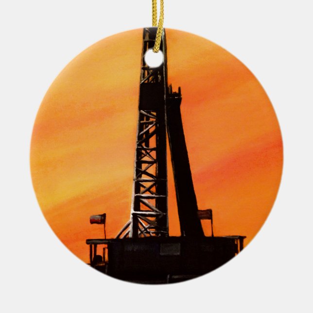 Ornement En Céramique Plate-forme pétrolière du Texas (Devant)