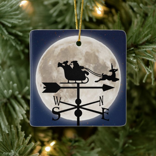 Ornement En Céramique Pleine lune personnalisée Père Noël Weathervane No (Arbre)