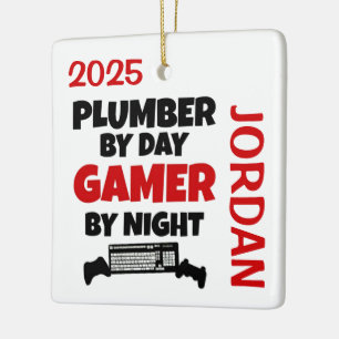 Ornement En Céramique Plumber aime les jeux vidéo