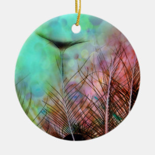 Ornement En Céramique Plumes du Pastel Peacock