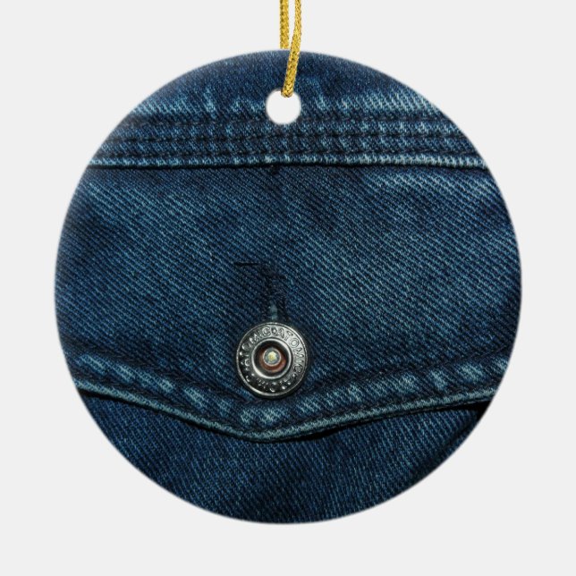 Ornement En Céramique Poche de Denim Bleu (Devant)
