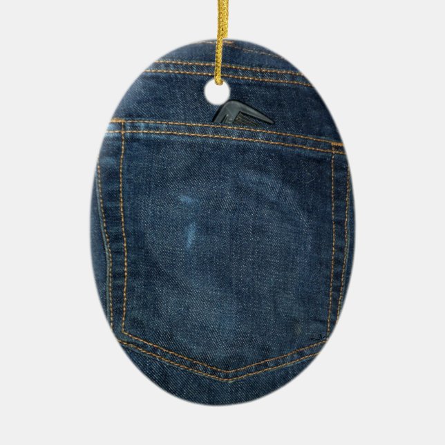 Ornement En Céramique Poche Denim Jeans bleu (Devant)