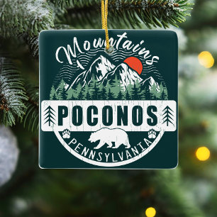 Ornement En Céramique Poconos Pennsylvania - Souvenir Vintage rétro