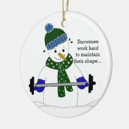 Ornement En Céramique Poids Lifting Snowman