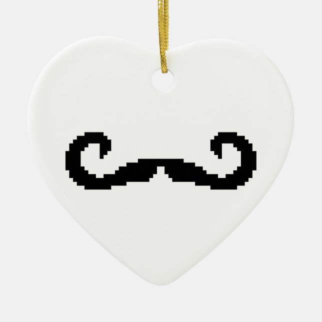 Ornement En Céramique Poignée de 8 bits Pixel Moustache (Devant)