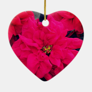 Ornement en céramique Poinsettia Heart