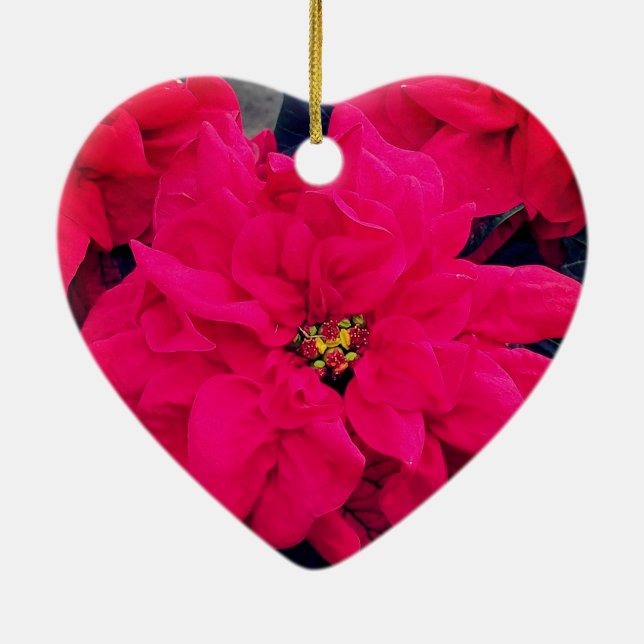 Ornement en céramique Poinsettia Heart (Dos)