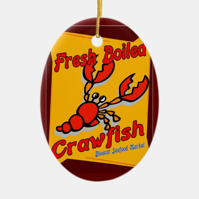 Ornement En Céramique Poisson à crevettes fraîchement bouilli (Devant)