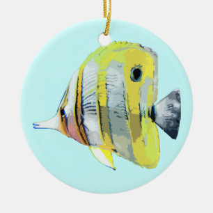 Ornement En Céramique Poisson Papillon bagué en cuivre