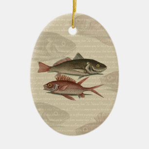 Ornement En Céramique Poisson Perche rouge Art pêcheur