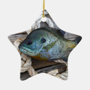 Ornement En Céramique Poisson rouge sur quai et corde