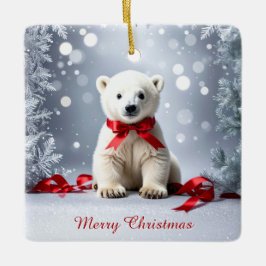 Ornement En Céramique Polar Bear Christmas Holiday Ornament