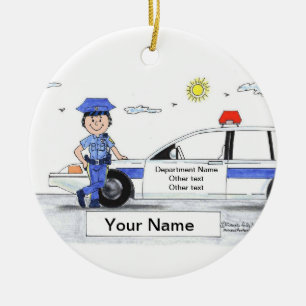 Ornement En Céramique Policier, femelle - cadeau personnalisé de bande