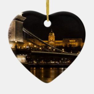 Ornement En Céramique Pont Chaîne avec Buda Castle Hongrie Budapest