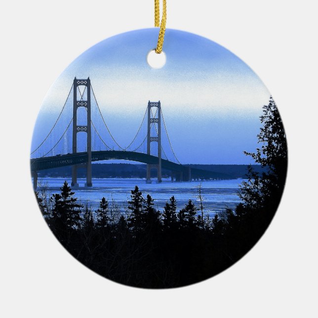 Ornement En Céramique Pont de Mackinac (Devant)