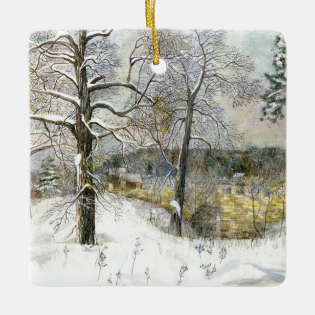 Ornement En Céramique pont d'hiver (Devant)