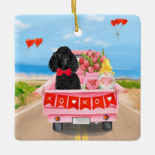 Ornement En Céramique Poodle Chien Saint-Valentin Coeurs de Camion