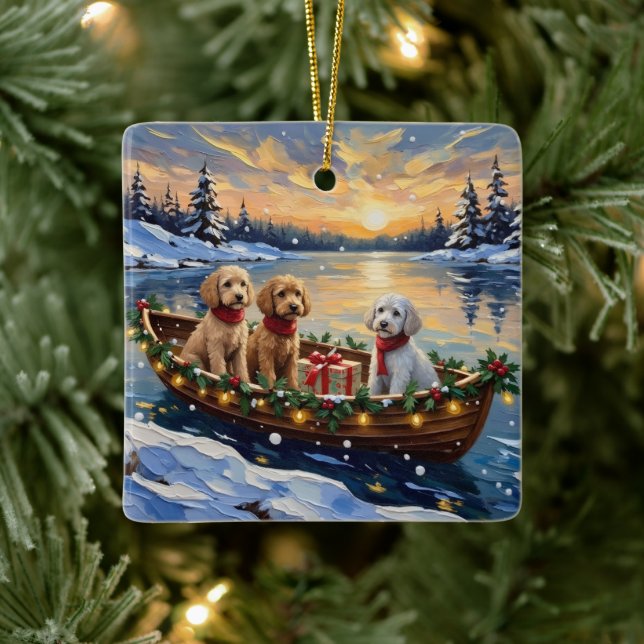 Ornement En Céramique Poodle Christmas Boat Holiday (Arbre)